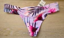 NWT Victoria's Secret PINK Tropical Floral Cotton Extra Low Rise Thong Panties S