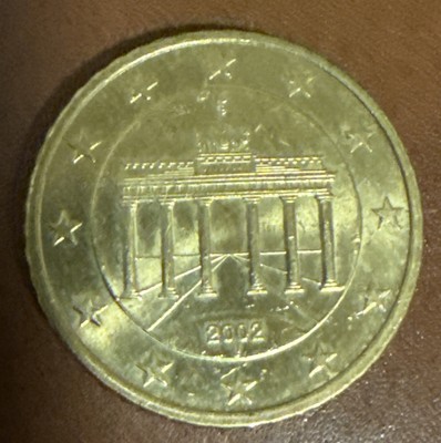 2002 Germany 50 euro cent with letter J, RARE COIN very nice