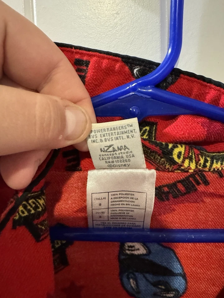 Top de franela vintage Mighty Morphin Power Rangers solo talla 8 abotonable Foto 4 de 4