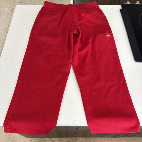 Dickies Mens 38x32 Double Knee Wide Leg Mechanic Pants Red Big Man Work - Picture 10 of 13