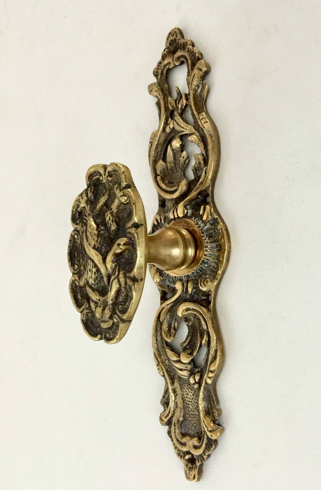 Pair Vintage Very Ornate Solid Brass Door Handles eBay