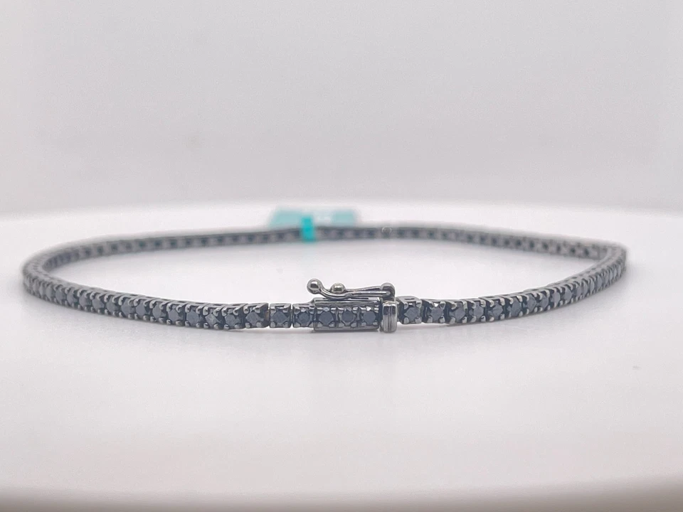 EFFY 14K White Gold 2.25ctw Black Diamond Tennis Bracelet 7.25" - Image 4 of 4