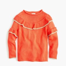 J.CREW CREWCUTS Girl Two-Tone Ruffle-Trimmed Rollneck Sweater K5749 SZ 4-5 4T 5T