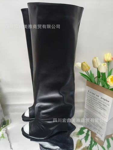 Runway Occident Style Damen Peeptoe Kniehohe Stiefel Sonderform Absatz 34-43 - Bild 25 von 30