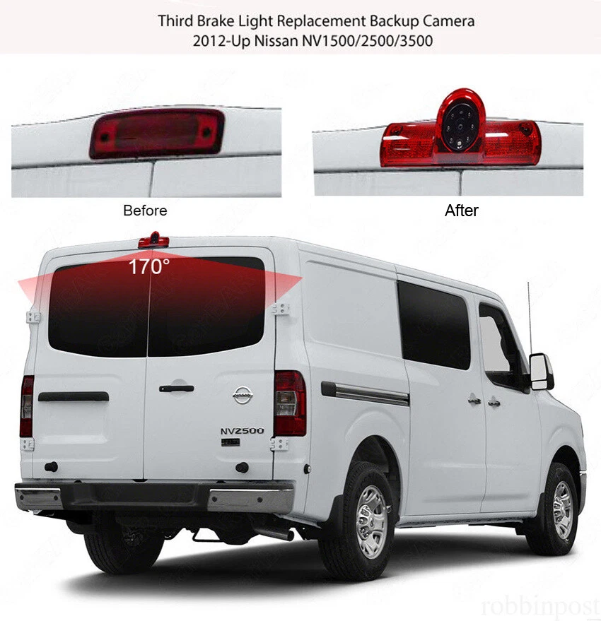 Brake Light CCD Color Rear View Backup Camera kit For Nissan NV 1500 2500 3500 - Image 3 of 4