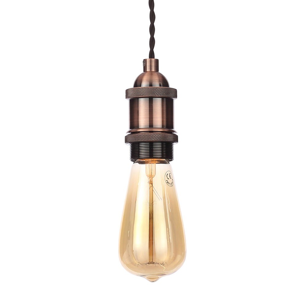 Litecraft Ceiling Pendant Industrial Braided Cable E27 1 Light - Antique Copper