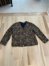Chicos Silk Blazer Jacket Women 1 US 10 Brown Black Fringe Professional Career