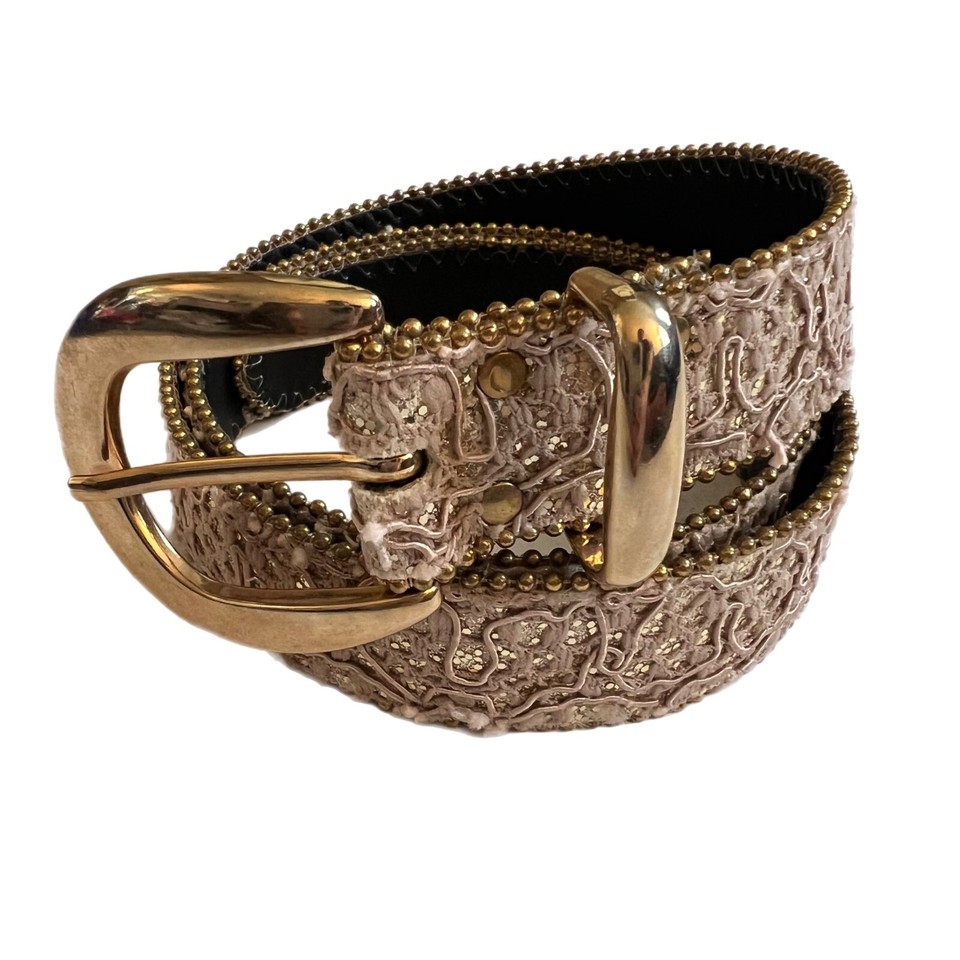 Vintage Elite Fresno California Gold Metallic Glitter Embellished Boho