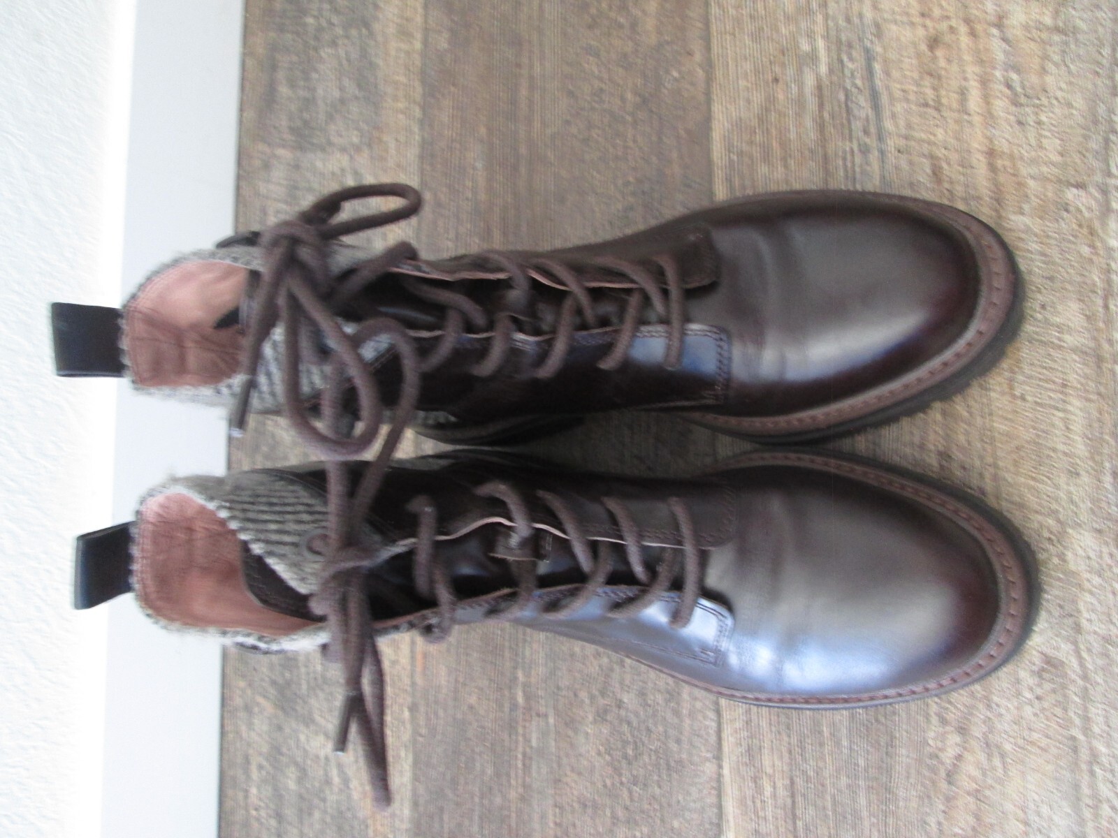 SAOLA Stivali Louise et Cie Saliha in pelle marrone con lacci suola a strappo taglia 9 40