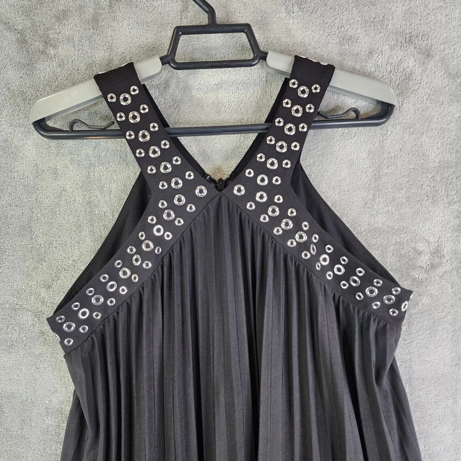 Abito donna Michael Kors occhiello impreziosito plissettato senza maniche linea A taglia XS