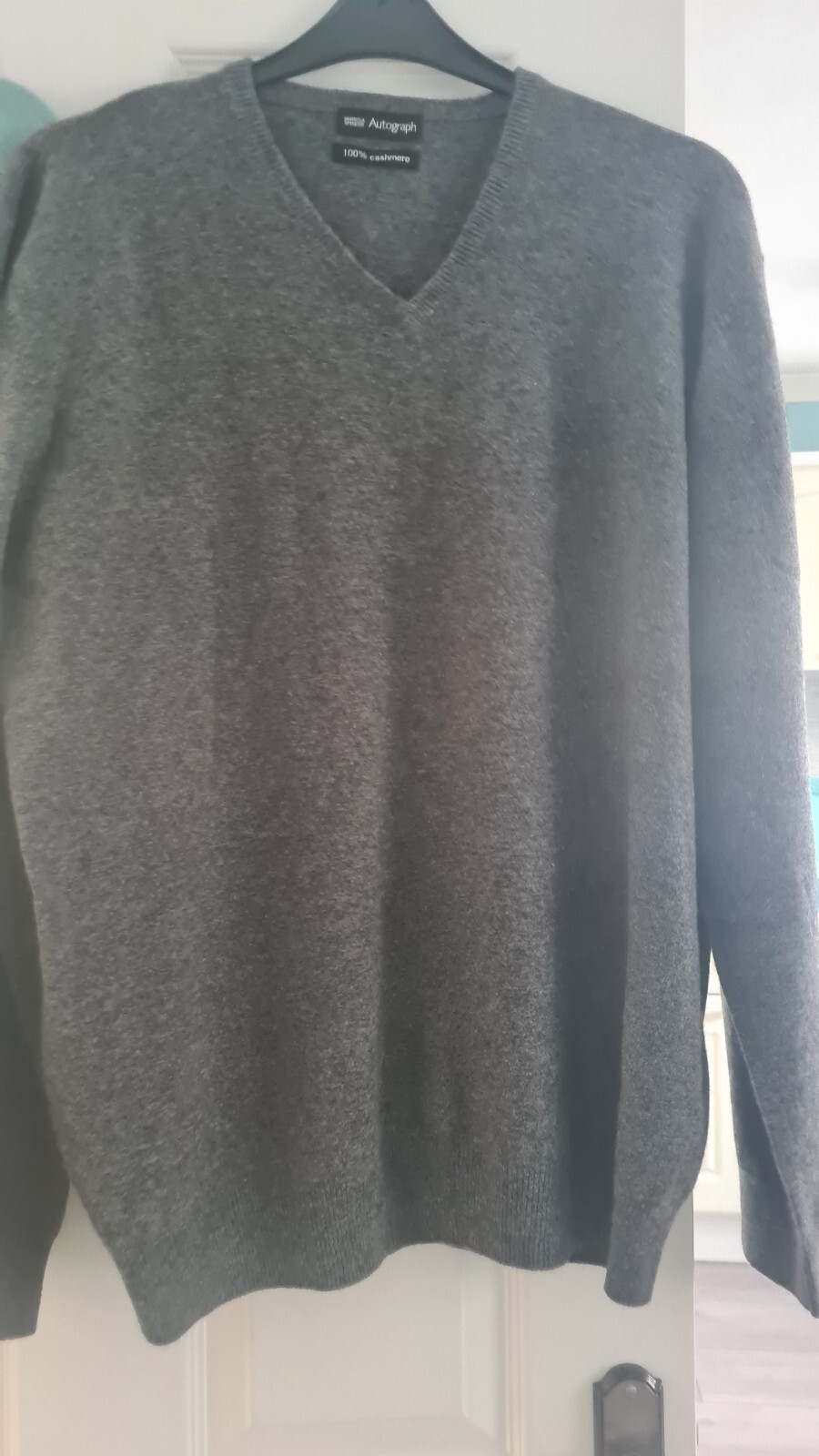 MENS CASHMERE JUMPERS SIZE XXL 2 ITEMS BLACK & BLUE VGC V NECK M&S 47