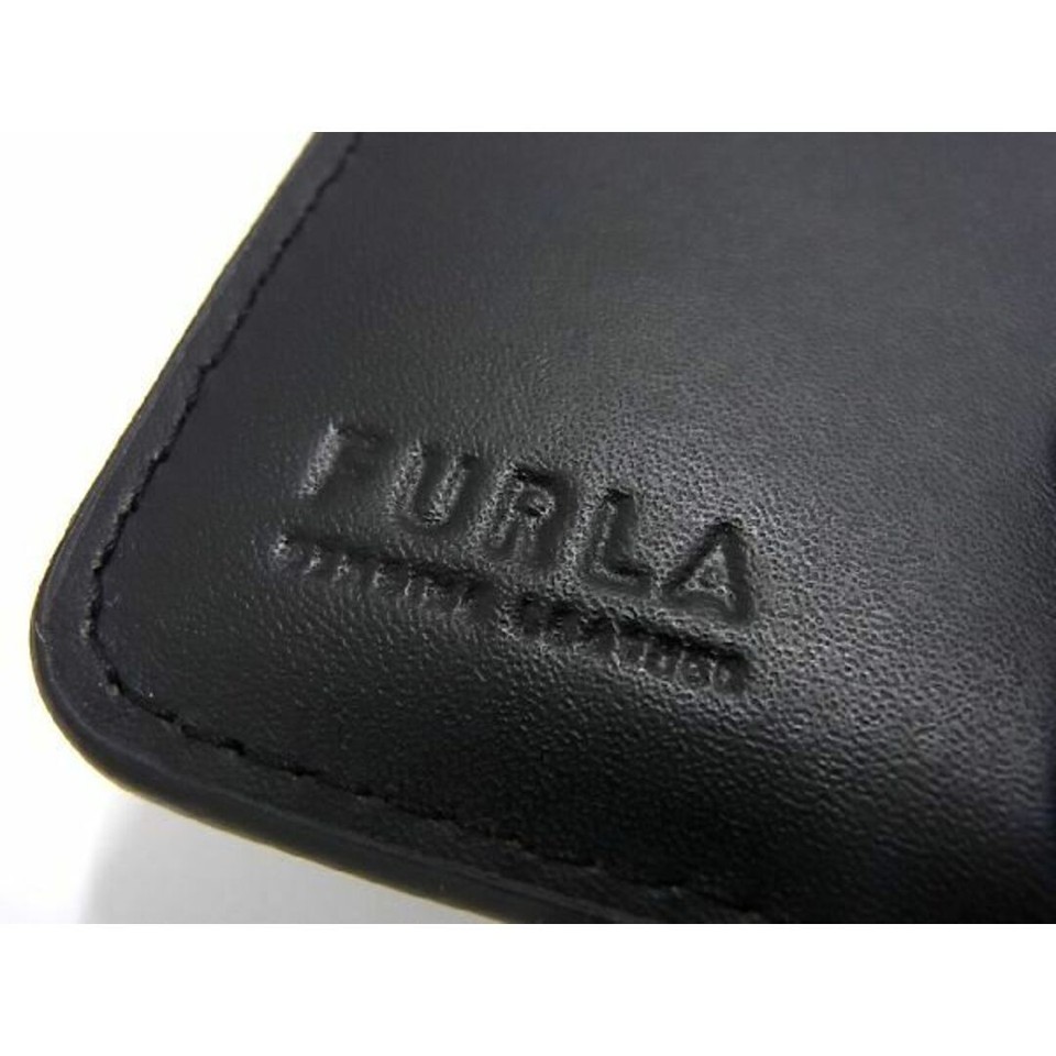 Furla Leather TriFold Wallet Coin Purse Billfold Ladies Black Am4107