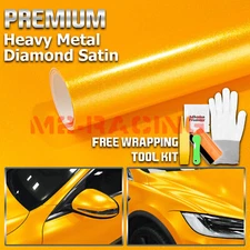 Heavy Metal Diamond Satin Dandelion Yellow Car Wrap Vinyl Sticker Sheet Film DIY