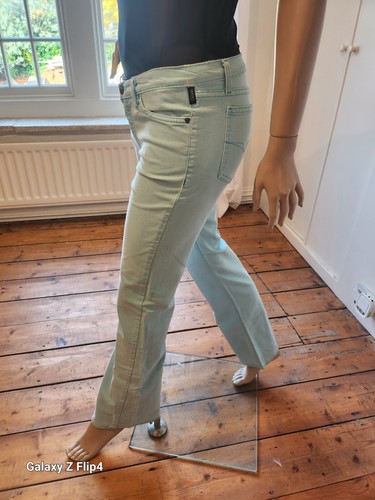 JEANS, LOW WASITED LADIES VINTAGE VERSACE JEANS. TROUSERS. BABY BLUE VERSACE. - Picture 2 of 8