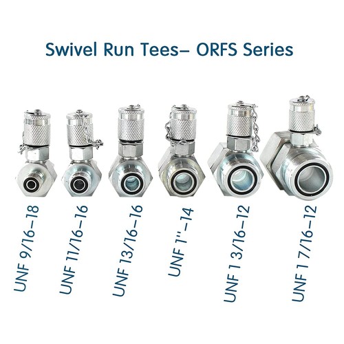 6PCS ORFS Hydraulic Swivel Run Tees for Excavator Heavyduty Test Coupling Point - Picture 3 of 8