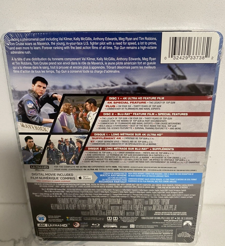 Top Gun [ Limited Edition STEELBOOK ] (4K Ultra HD + Blu-ray) Tom Cruise, Val K - Image 2 of 2