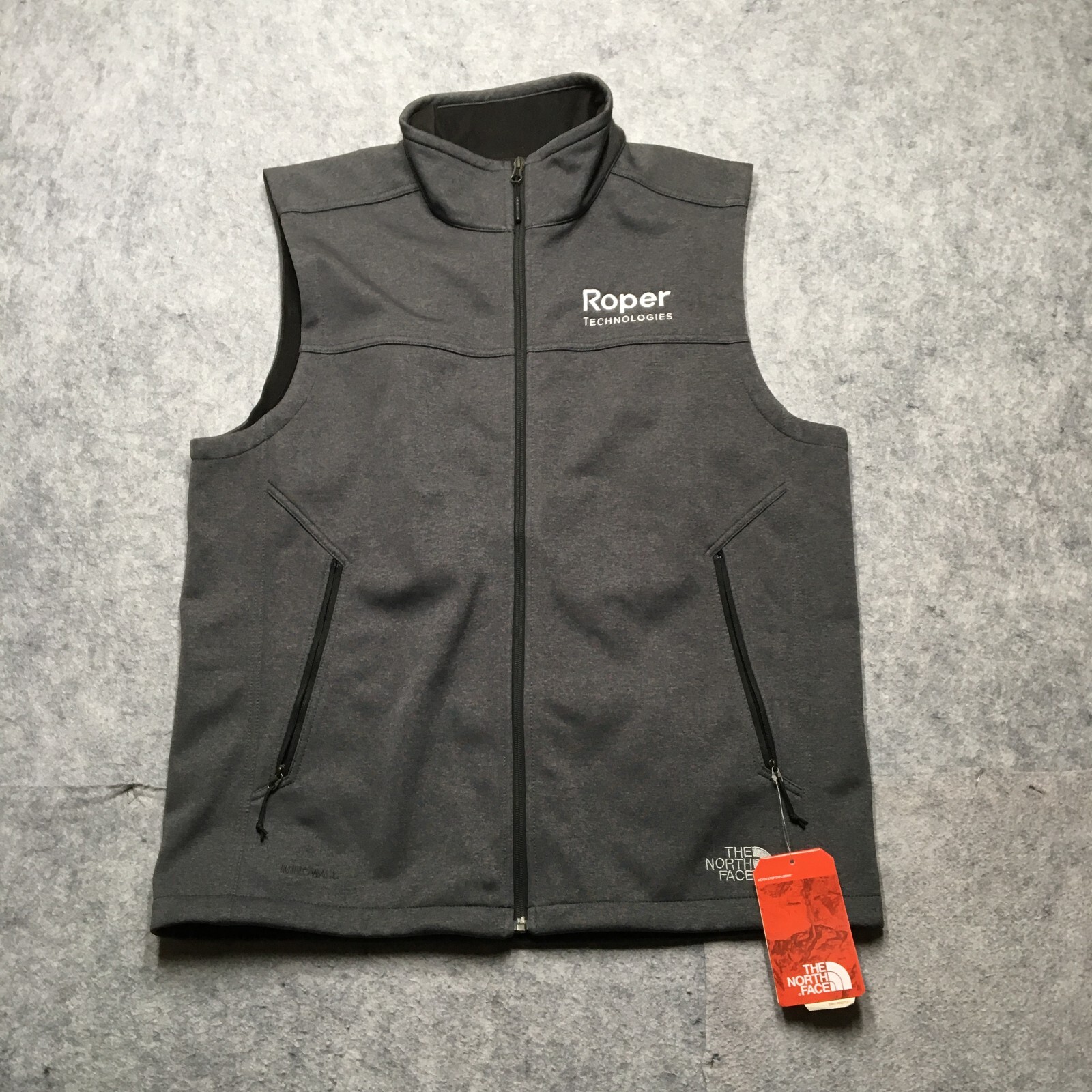 North Face Ridgewall Vest Men's Large Gray Fleece-Lined Windproof Full Zip