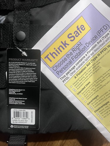 NWT 2XL O'Neill Men's Superlite USCG Life Vest Jacket Men's Black XXL - Picture 2 of 5