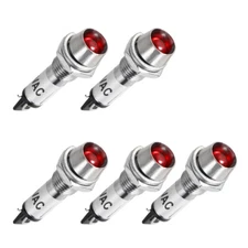 5pcs Indicator Light AC 110V Red Metal Shell Panel Mount 8mm 5/16"