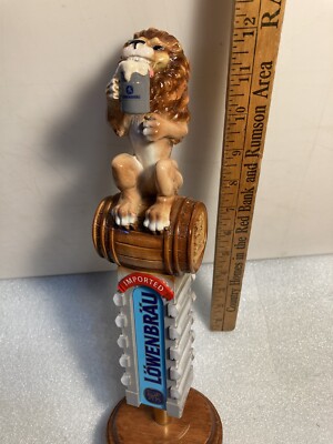 IMPORTED LOWENBRAU BEER LIONS BREW DRINKING LION Draft beer tap handle. GERMANY
