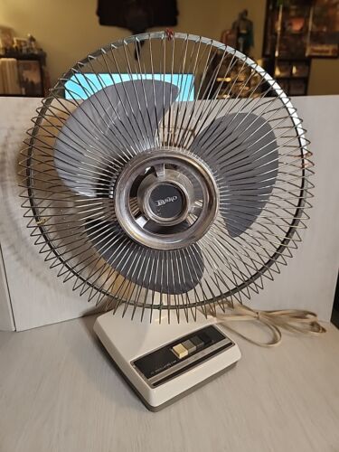 Lasko Vintage 12" Oscillating Fan Gray/White Type 12-1 3 Speed Working!