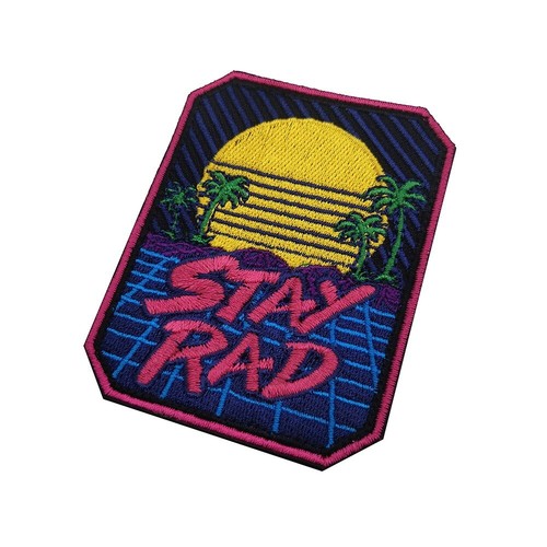 4Pcs Stay Rad Retro 80s Arcade Radical Cool AK-47 Embroidered Hook Loop Patch - Picture 3 of 11