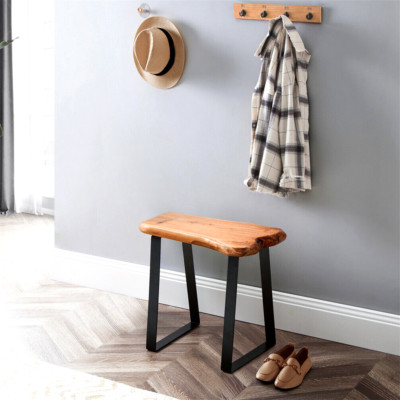 GREENAGE Cedar Wood Small Entryway Bench with Metal Legs, 20'' x 12'' x 17.5'' H