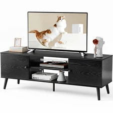 TV Stand (55 - 60in): Entertainment Center with 2 Cabinets for Storage