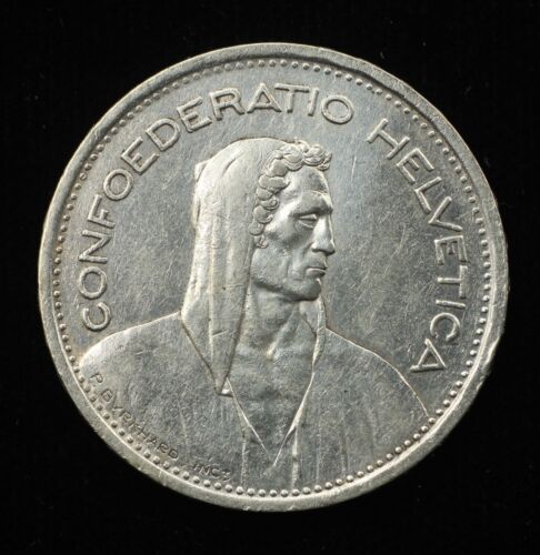 1953-B Switzerland 5 Francs .835 Silver Coin - Swiss Confederation (P0390)