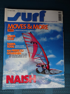 SURF MAGAZIN 4/00,INTERVIEW ROBBY NAISH,RRD TWIN TIP MAX,MISTRAL SCORE 99,F2 255