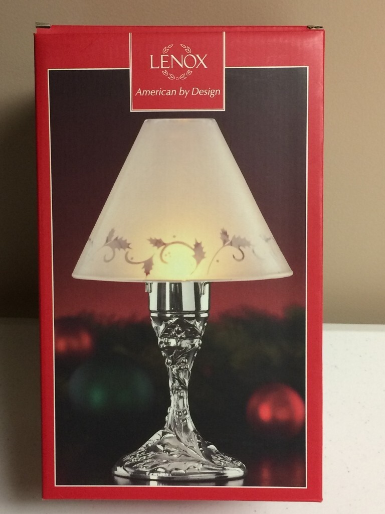 Lenox 10" Tea Light Candle Lamp Metal with Glass Shade Holiday