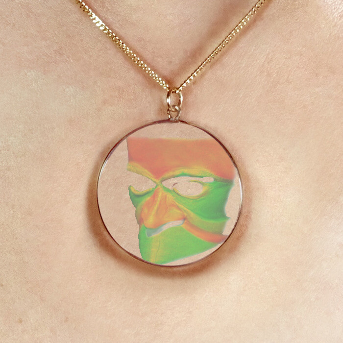 9ct Gold Hologram Pendant - Mask (Medium) + 20"" Chain