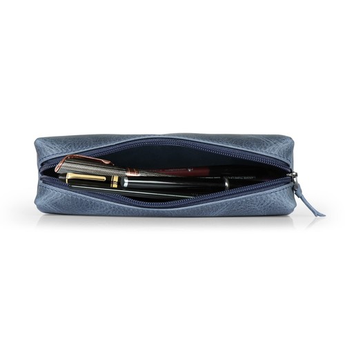 Genuine Leather Zipper Pen Pencil & Cosmetic Case - Picture 4 of 10