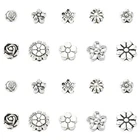 100Pcs Silver Flower Shape Spacer Beads Loose Beads for Jewelry Making Bracelets