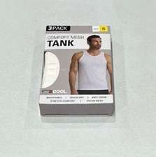 32 Degrees Cool Men's 3-Pack Comfort Mesh Tank T-Shirt, White, Size S