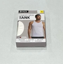 32 Degrees Cool Men's 3-Pack Comfort Mesh Tank T-Shirt, White, Size S