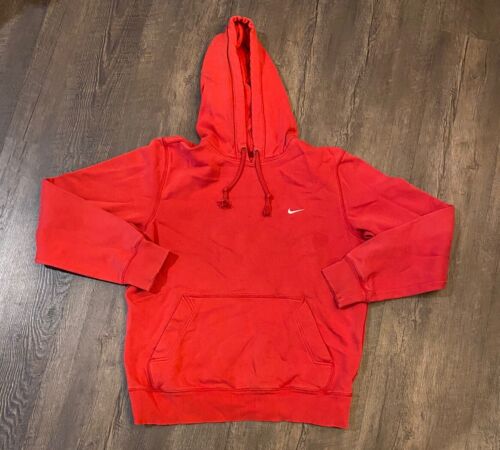 Nike Men's Hoodie Sweatshirt Medium Red Embroidered Swoosh Logo Drawstring - 第 1/6 張圖片