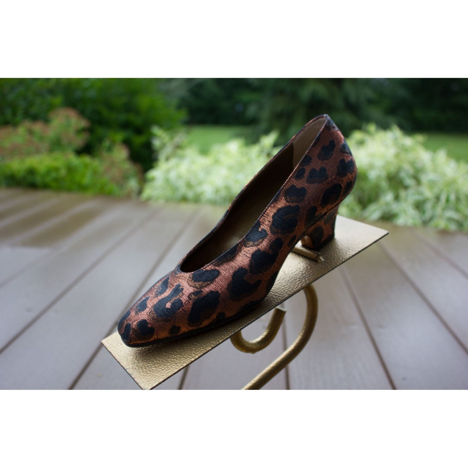 Scarpe decolte donna vintage Yves Saint Laurent stampa animalier stampa leopardata seta 4