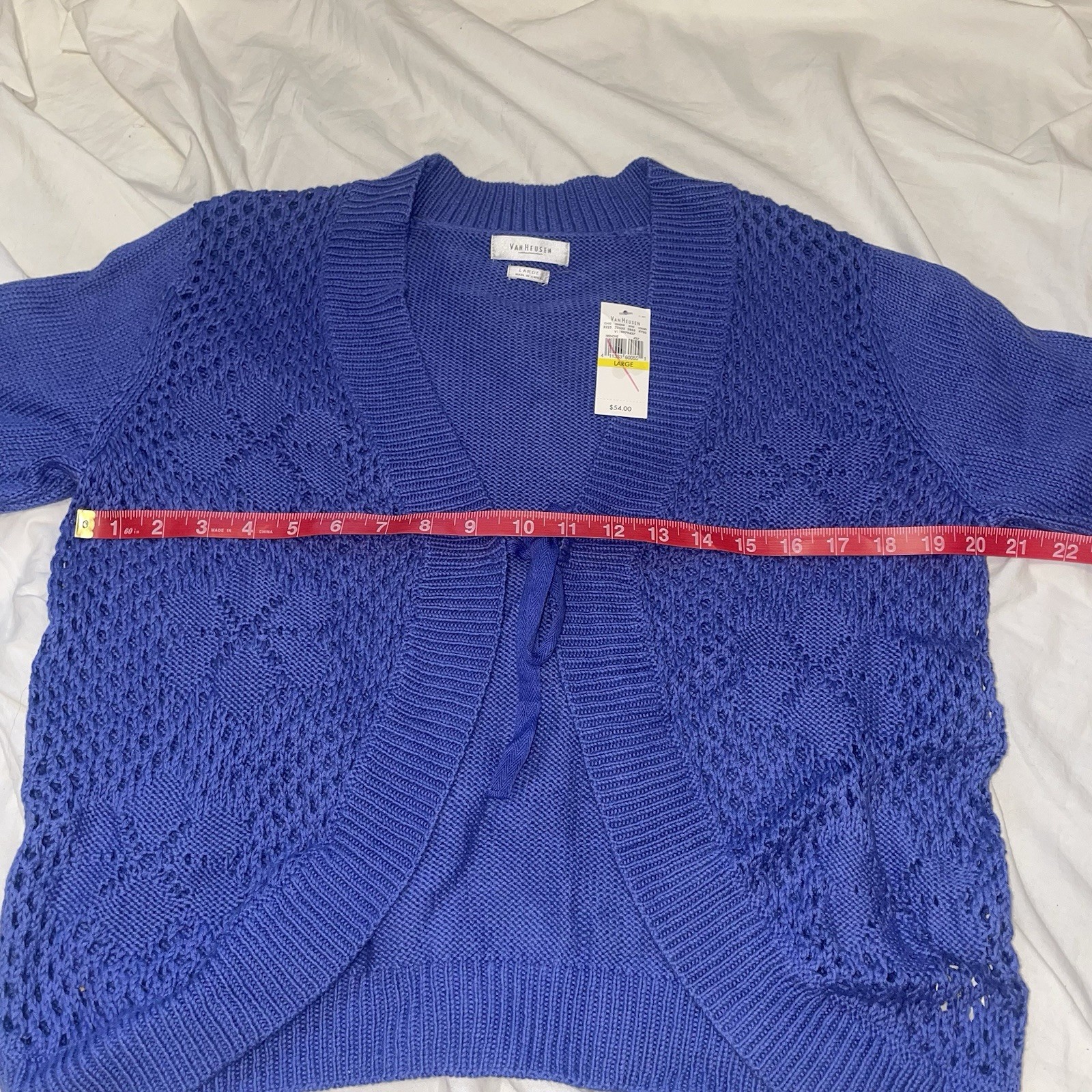 NWT Van Hausen Periwinkle Tie Front Knit Cardigan Size L Pam Beasley image 4