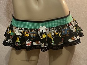 Sexy  Looney Tunes Ruffle Micro Mini Skirt Exotic Dancer Lingerie Stripper Rave