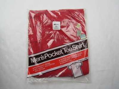 #ad Vtg NOS USA Made K Mart Pocket T Shirt Sz L Red 50 50 Blend Sealed 70s 80s $24.99