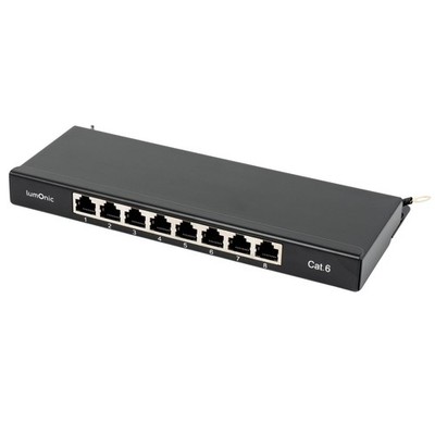 10'' Patchpanel Desktop CAT6, 8 Port, kompakte 0,5HE, LSA-Montage, T568A/B farbco