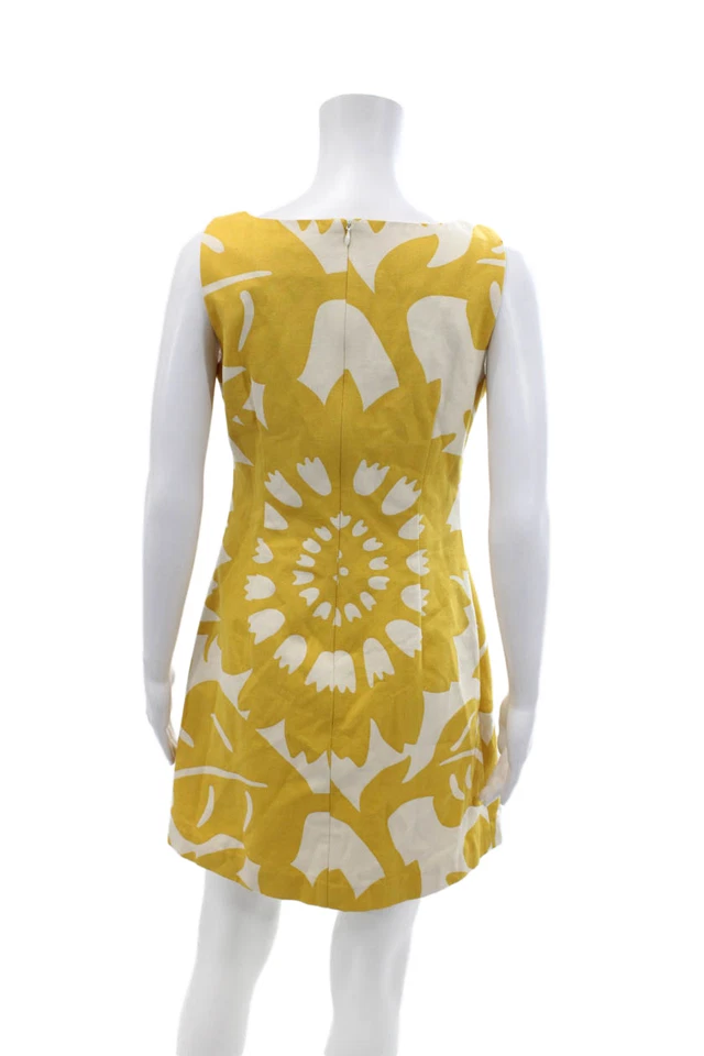 Vestido floral amarillo sin mangas cuello redondo de algodón Jack Rogers para mujer talla 04 Foto 3 de 4