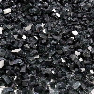 Fire Glass for Fire Pit - Black - 0.5 Inch 18 lbs - High Luster Reflective Te...