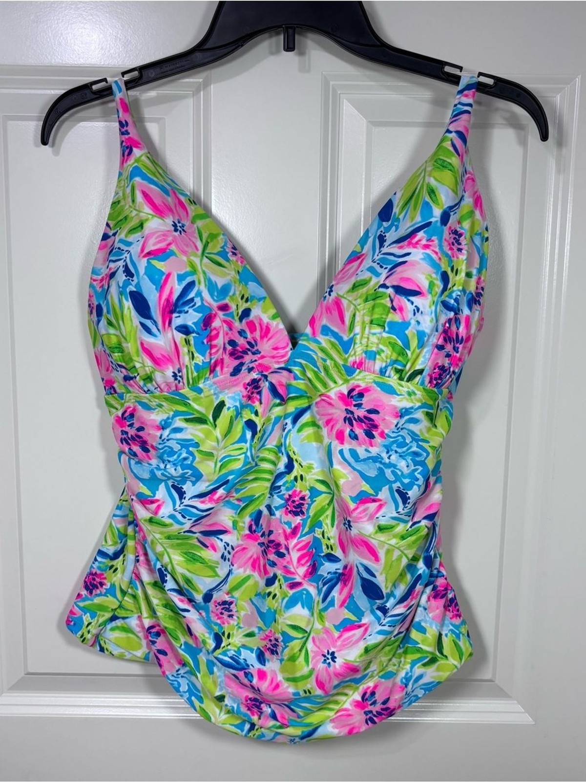 Stella Parker Floral Tankini Top Women’s XL Pink Blue Green