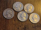 5‑Coin Lot • 90% Silver Washington Quarters • Mixed Dates • Solid Circulated Se