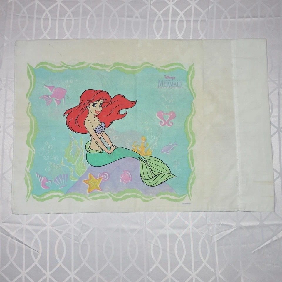 Sábana plana y funda de almohada vintage años 90 Disney La Sirenita doble usada  Foto 2 de 4