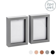 Image of Nicola Spring 3D Box Photo Frames - 5 x 7" - Grey - Pack of 2