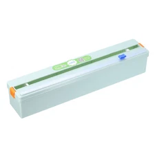 Plastic Wrap Dispenser Cling Wrap with Slide Cutter, Foil Wrap Organizer, Green