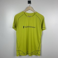 Peak Performance Big Logo T-Shirt Toxic Green Size L  Outdoor Trail Ski Hiking